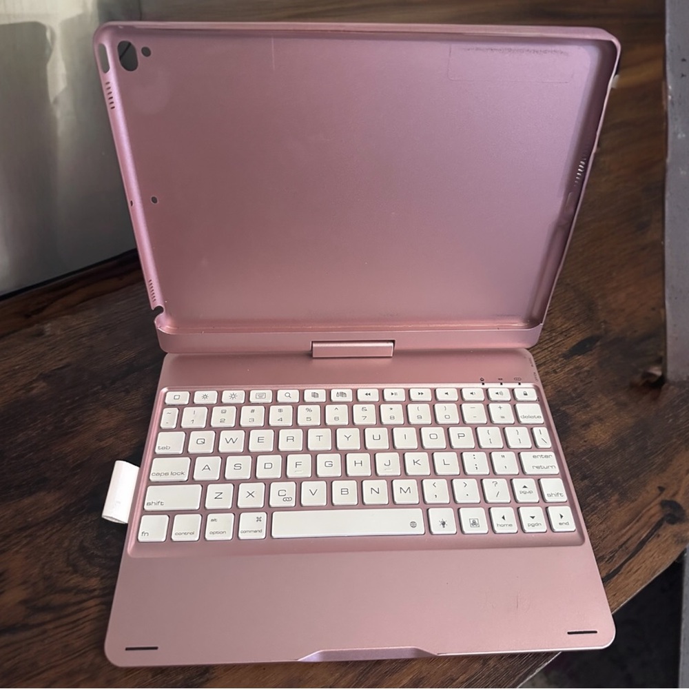 Rose Gold Pink iPad Bluetooth Keyboard Case Cover with Rotate (NO Trackpad)